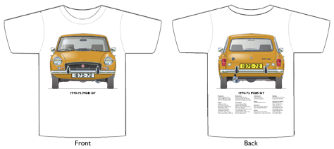 MGB GT 1970-72 T-shirt Front & Back